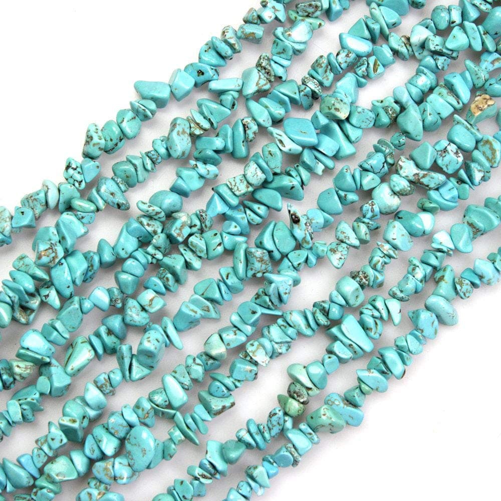 Blue Turquoise Howlite Gemstone Chips 58mm Beads for Jewelry Making Stone Beads Bracelets 32 inches