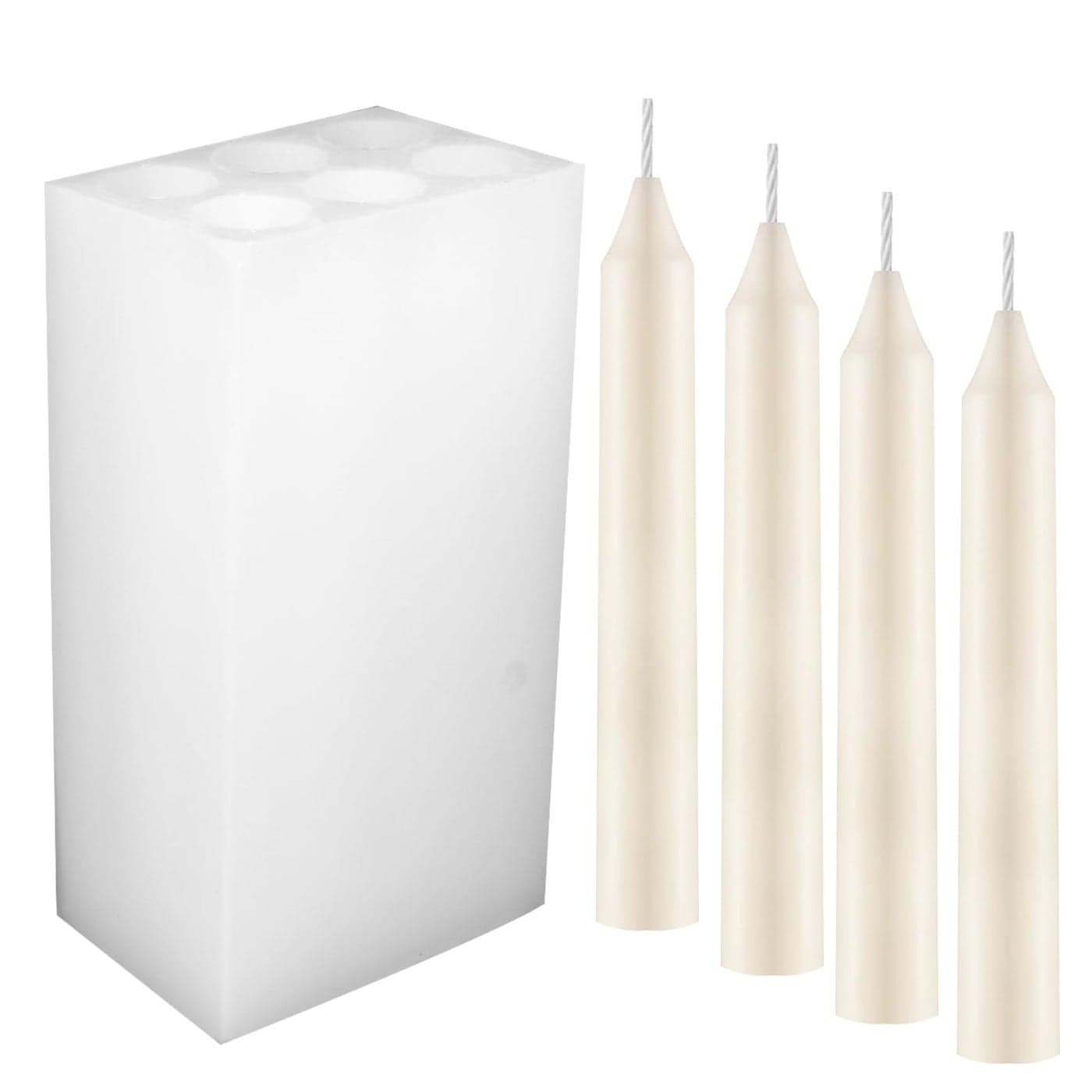 6 Holes Long Cylinder Silicone Candle Molds Pillar Candle Making Mold Long Cylinder Scented Candle Mold for Wax Candle Handmade Craft Making
