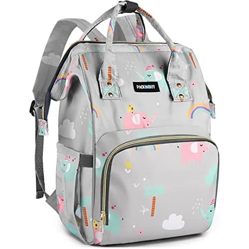 PACKNBUY Baby Diaper Bag Backpack for Mothers for Travel Maternity Hospital Bag for Delivery Women with Multiple Pockets Water Resistant Insulated Bottle Holders Large Capacity (Grey)