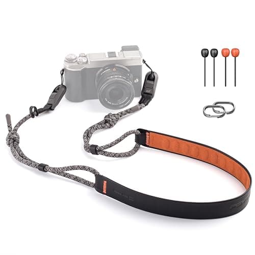PGYTECH Camera Shoulder Strap Air for Mirrorless Quick Release Camera Strap Leather-like Surface with Braided Ropes Adjustable Neck Strap Light for Sony ZV-E10 for Canon G7 X, Night Black