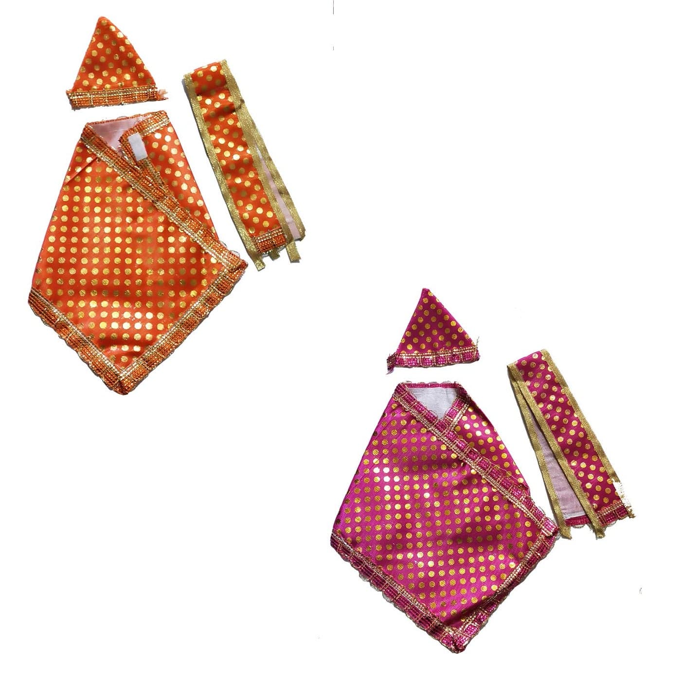 Salvus App SOLUTIONS Beautifully Handcrafted Multicolor Sai Baba Medium Size VastraSai Baba Poshak Set of 2 16x10 inch OrangePink