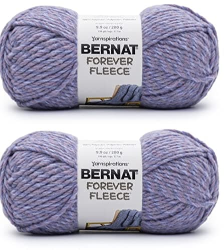Bernat Forever Fleece Violet Haze Yarn - 2 Pack of 280g/9.9oz - Polyester - 6 Super Bulky - 194 Yards - Knitting/Crochet