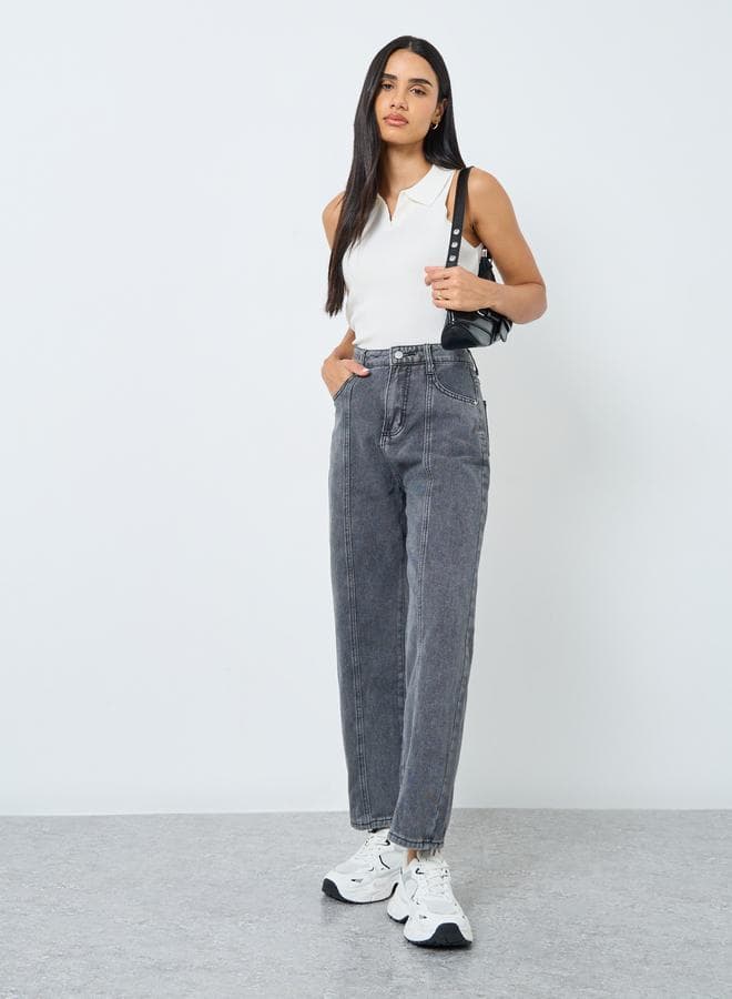 Styli High Rise Relaxed Fit Jeans — S
