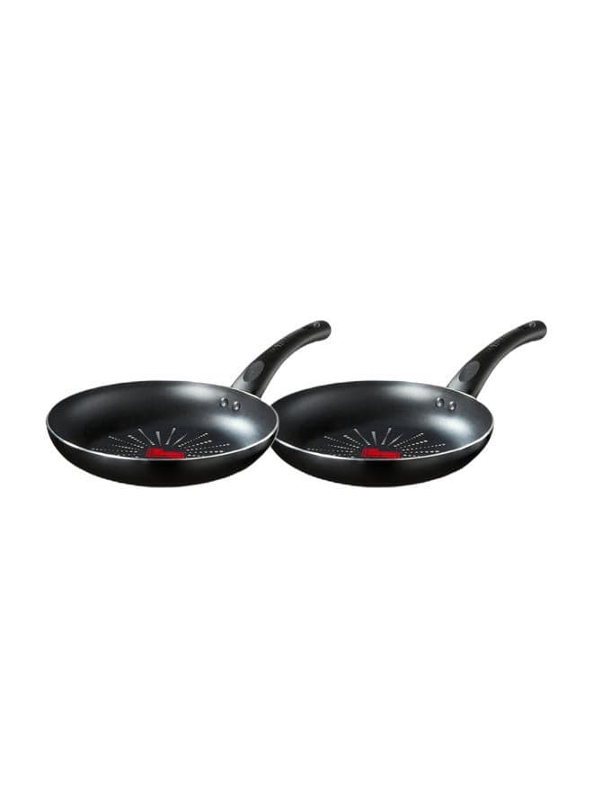 Tower SmartStart Classic 30cm Aluminium Frying Pan | Aeroglide PFOA Free Non-Stick Coating Skillet | Built-In Temperature Indicator | Oven & Dishwasher Safe | Gas Hob Compatible Fry Pan | Black & Tower SmartStart Classic 32cm Aluminium Frying Pan | Aeroglide PFOA Free Non-Stick Coating Skillet | Bui