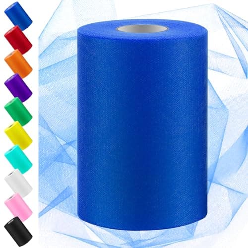 Swpeet 6 Inch by 100 Yards Royal Blue Tulle Fabric Roll Fabric Spool Tulle Ribbon Netting Polyester Spool Ideal for DIY Handmade Birthday Party Wedding Decorations Christmas Craft Supplies