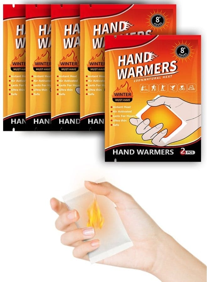 Air-Activated Disposable Hand Warmers, Unique Design Reacts with Air Creating a Safe and Long Lasting Hand Warmer, Disposable 10 Pair Pack, Orange