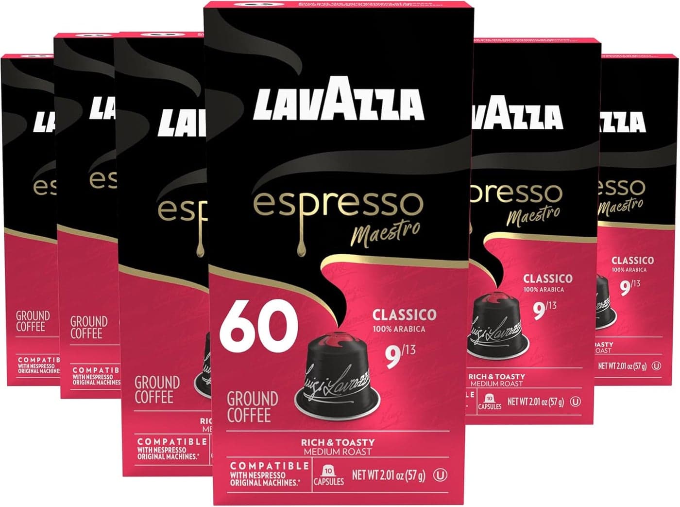 Lavazza Armonico Espresso Dark Roast Coffee Capsules - 60 Count Compatible with Nespresso