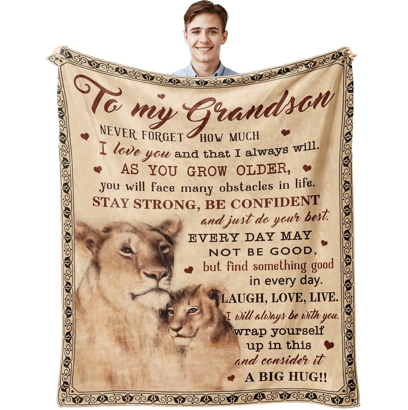 Muxuten Grandson Gifts Blanket Grandsons Gift from Grandma Grandson Gifts from GrandmaGrandpa Grandson Birthday Gift Graduation Party Gift Ideas Decor Throw Blankets 60X50