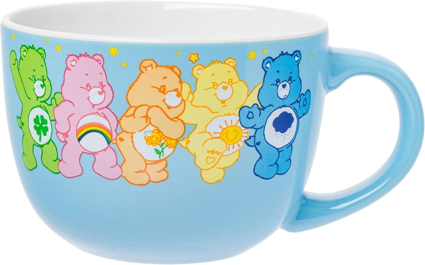 Silver Buffalo Care Bears Ceramic Soup Mug Featuring Good Luck Bear Cheer Bear Friend Bear Funshine Bear and Grumpy Bear 24 Ounces