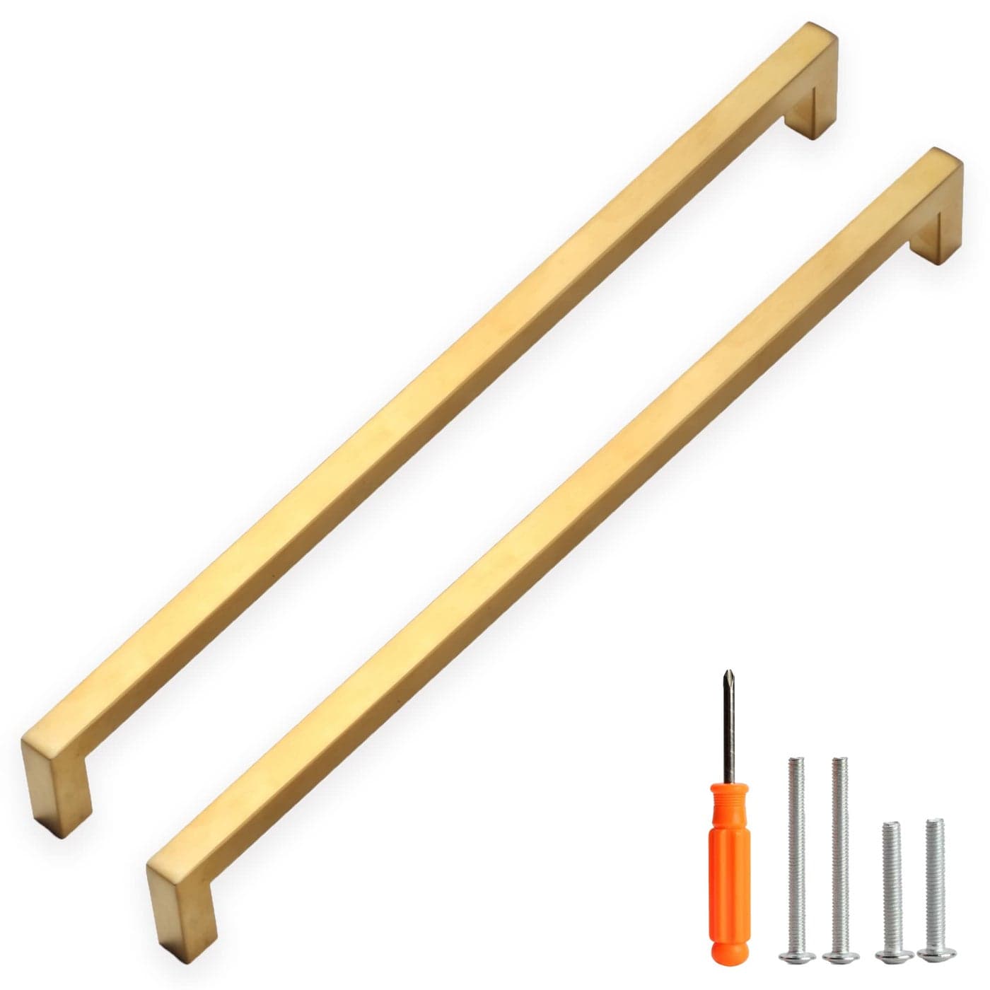 Redunest Cabinet Pulls Gold Cabinet Handles Square Drawer Pulls 10 Pack 15 Inch Stainless Steel Kitchen Door Cupboard Cabinet Handles Drawer Cabinet Hardware Handles 384mm Hole Centers