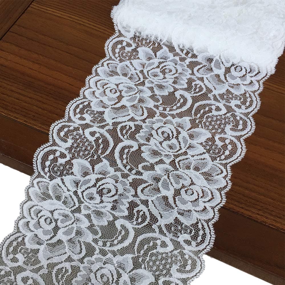 Olive Lace 6 inches Wide White Stretchy lace Ribbon Elastic Trim Fabric with Floral Pattern for Bridal Wedding Decorations Sewing DIY Making and DIY Crafts5 Yards 910 White