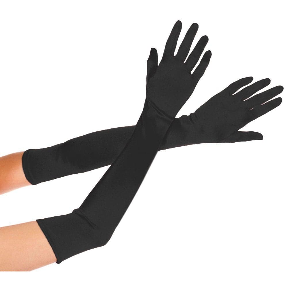 Deceny CB Long Satin Gloves for Women Evening Party Gloves Formal Bridal Gloves (20.5 in., Black)