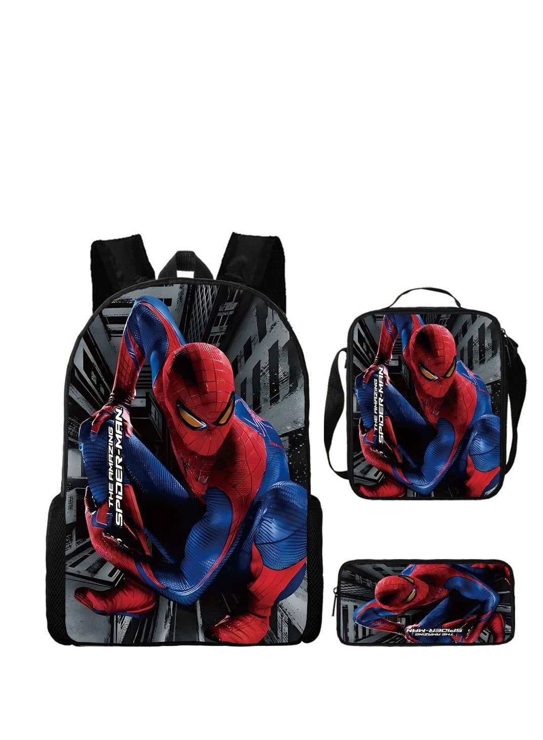 3D Spiderman School Backpack Red/Blue/Black