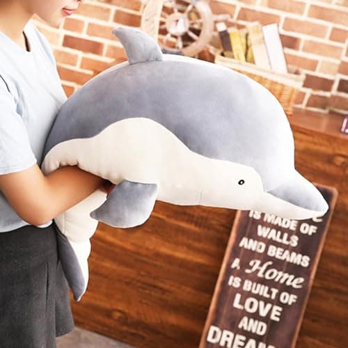 Levenkeness Dolphin Plush Hugging Pillow Soft Large Dolphins Stuffed Animal Toy Doll Gifts for Kids Valentine Christmas Bedding 197