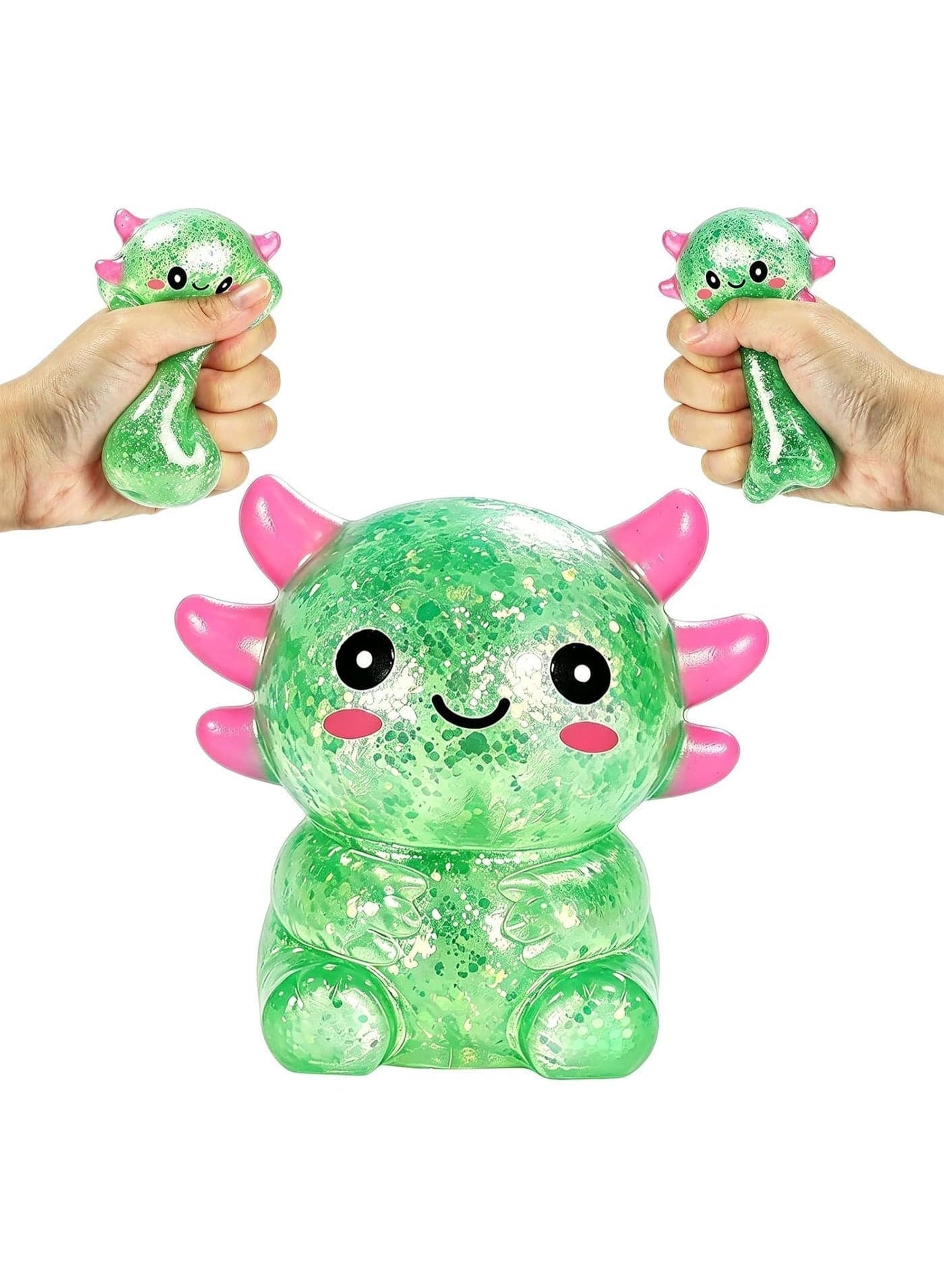 Axolotl Squishy Toy, Cute Slow Rising Fidget Toy for Stress Relief, Soft Squeeze Sensory Toy for Kids and Adults, Handheld Stress Ball for Anxiety and Focus Sitting Posture Axolotl(Green)