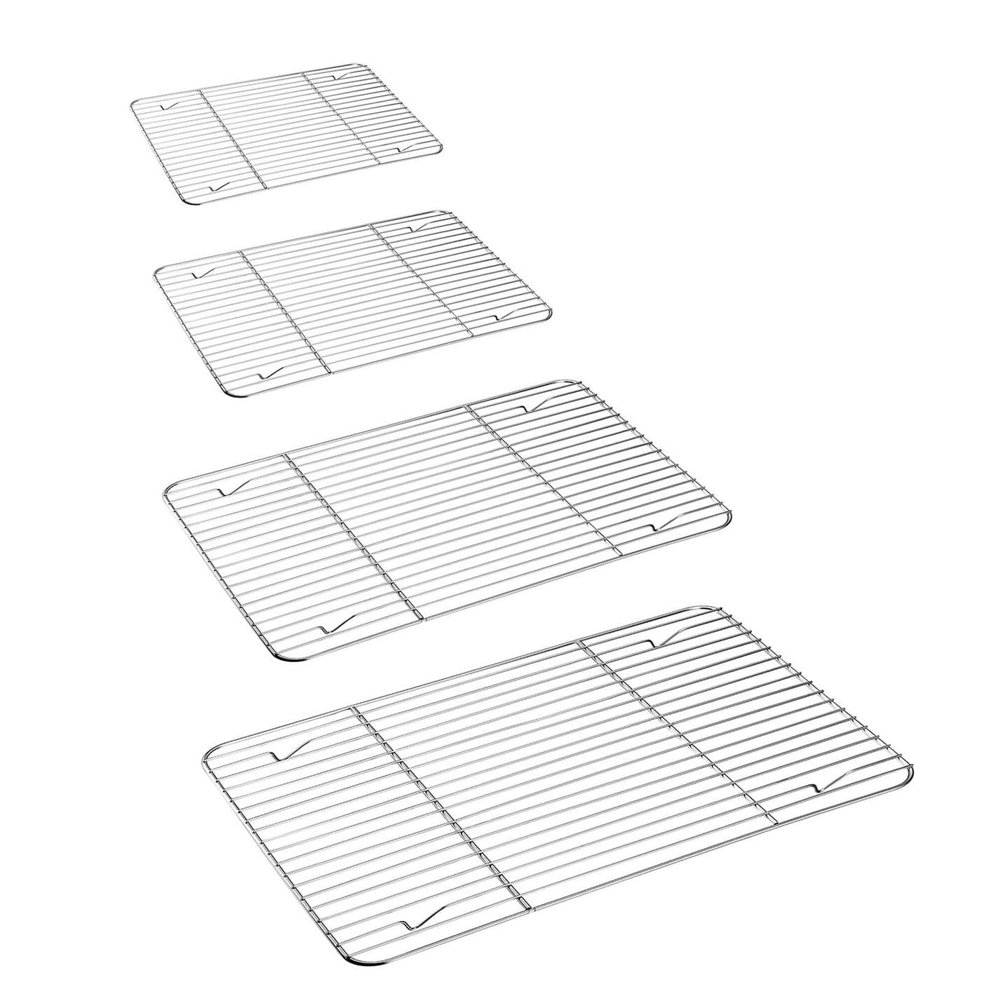 PP CHEF Baking Cooling Rack Set for Cooking Roasting 4Piece Stainless Steel Wire Racks for Oven Use Healthy Dishwasher Safe Rectangle 86 97 116 153 Inch