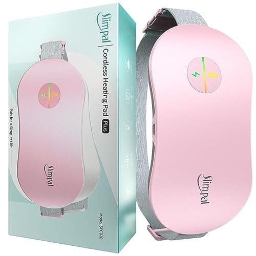 Slimpal Heating Pad for Period Cramps FSA HSA Eligible Portable Cordless Rechargeable Heating Pad for Menstrual Pain Relief Electric Heat Belt Gifts for Her Women Girl Wife Girlfriend Pink