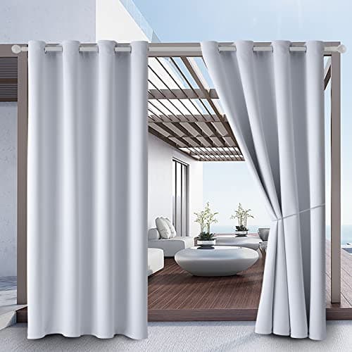 Outdoor Indoor Curtains W52 x L108 for Patio Weatherresistant Window Panels Privacy Protect Grommet Top Thermal Insulated Home Curtain for Porch Pergola Lawn Garden Hot Tub Area 2 Panels