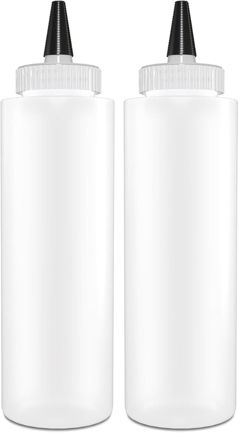 BRIGHTFROM Condiment Squeeze Bottles 8 OZ Wide Neck Empty Squirt Bottles Removable TopCap Leak Proof for Ketchup Mustard Syrup Sauces Dressing Oil Arts Crafts BPA FREE Plastic 2 PACK