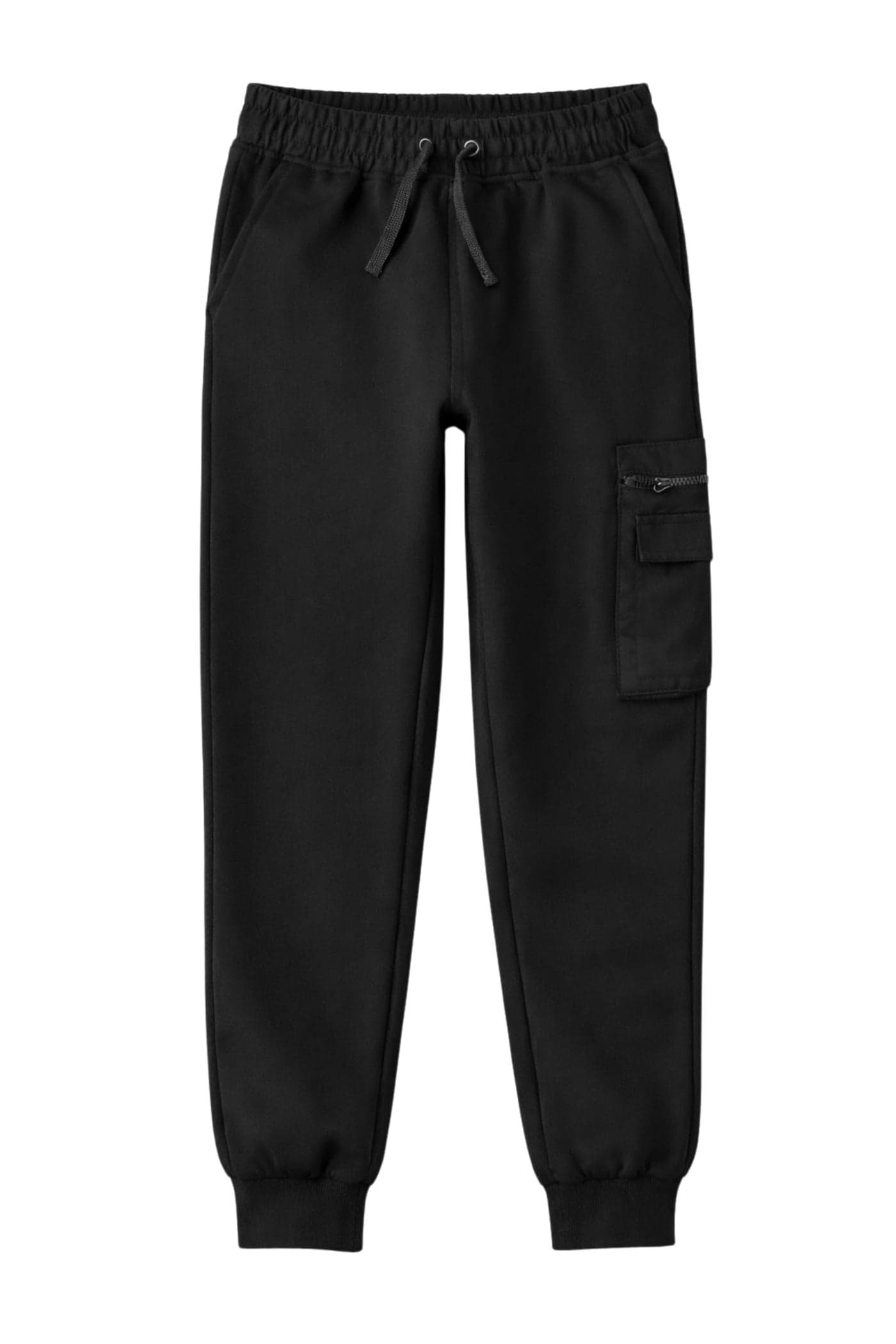 Alan Jones Clothing Boys Joggers Trackpant | Premium French Terry Cotton Blend | Patch Pocket Detail | Casual, Playwear & Loungewear (Black_11-12 Years)