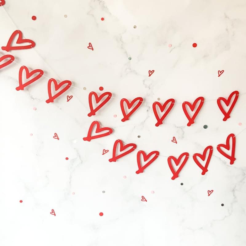 Pinfliers Proposal/Happy Anniversary/Valentines Day Decoration Items, Red Heart Shape Paper Bunting/Banner/Garland, 15 pieces, 60 inches in Length,I Love You/Marriage/Wedding Anniversary Decoration