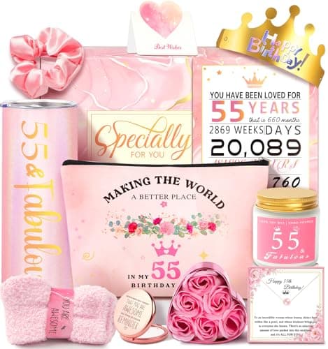 55th Birthday Gifts For Women Happy 55th Birthday Gifts For Her Mom Sister Wife Best Friend Turning 55 Unique Gift For 55 Year Old Woman Birthday Funny Birthday Decorations Gift Ideas