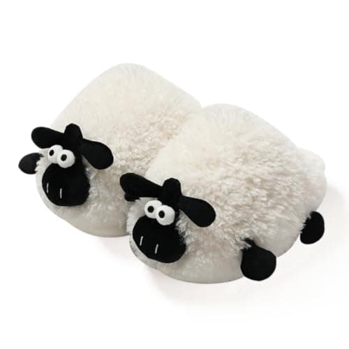 Zigihos Sheep Fuzzy Animal Slippers for Women & Men - Fluffy, Memory Foam Plush, Warm & Cozy House Platform Slippers (4.5-5, Adult, Medium, 4.5, Women, 5)