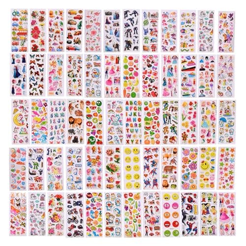 Gifting Square Cartoon Puffy 3D Cute Stickers Funny for Kids On Gifts (50 Sheet)