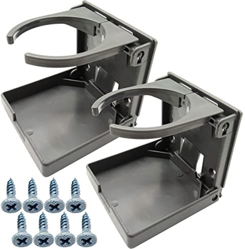 TIHOOD 2PCS Adjustable Folding Drink Holder with ScrewsAdjustable Cup Holder for MarineBoatCaravanCar Grey
