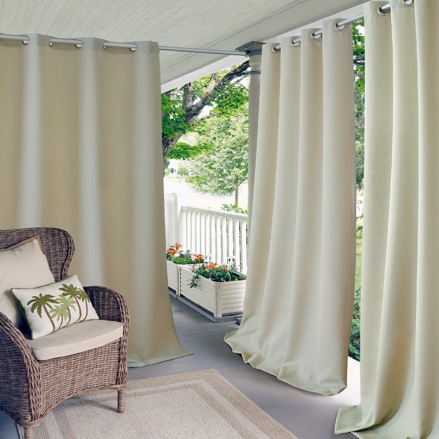 Elrene Home Fashions Connor Weatherproof Grommet Top IndoorOutdoor Solid Color Curtain Panel for Porch Pergola Patio Deck 52W x 108L Taupe