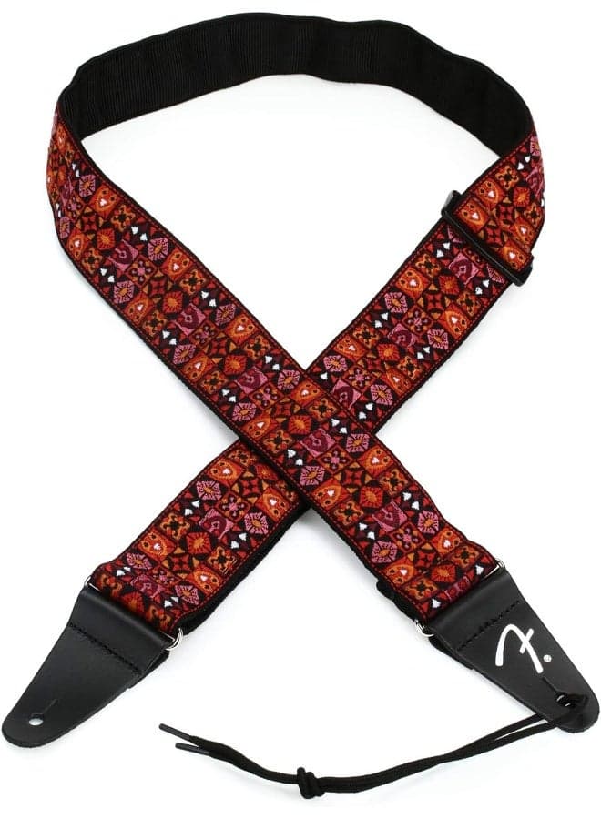 Fender Festival Guitar Strap - Vintage Inspired Woven with Red Mosaic Design