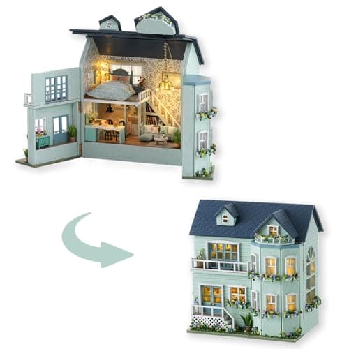 TuKIIE DIY Miniature Dollhouse Kit with Furniture 132 Scale Creative Room Opened Closed Mini Wooden Doll House for Kids Teens AdultsWarm House