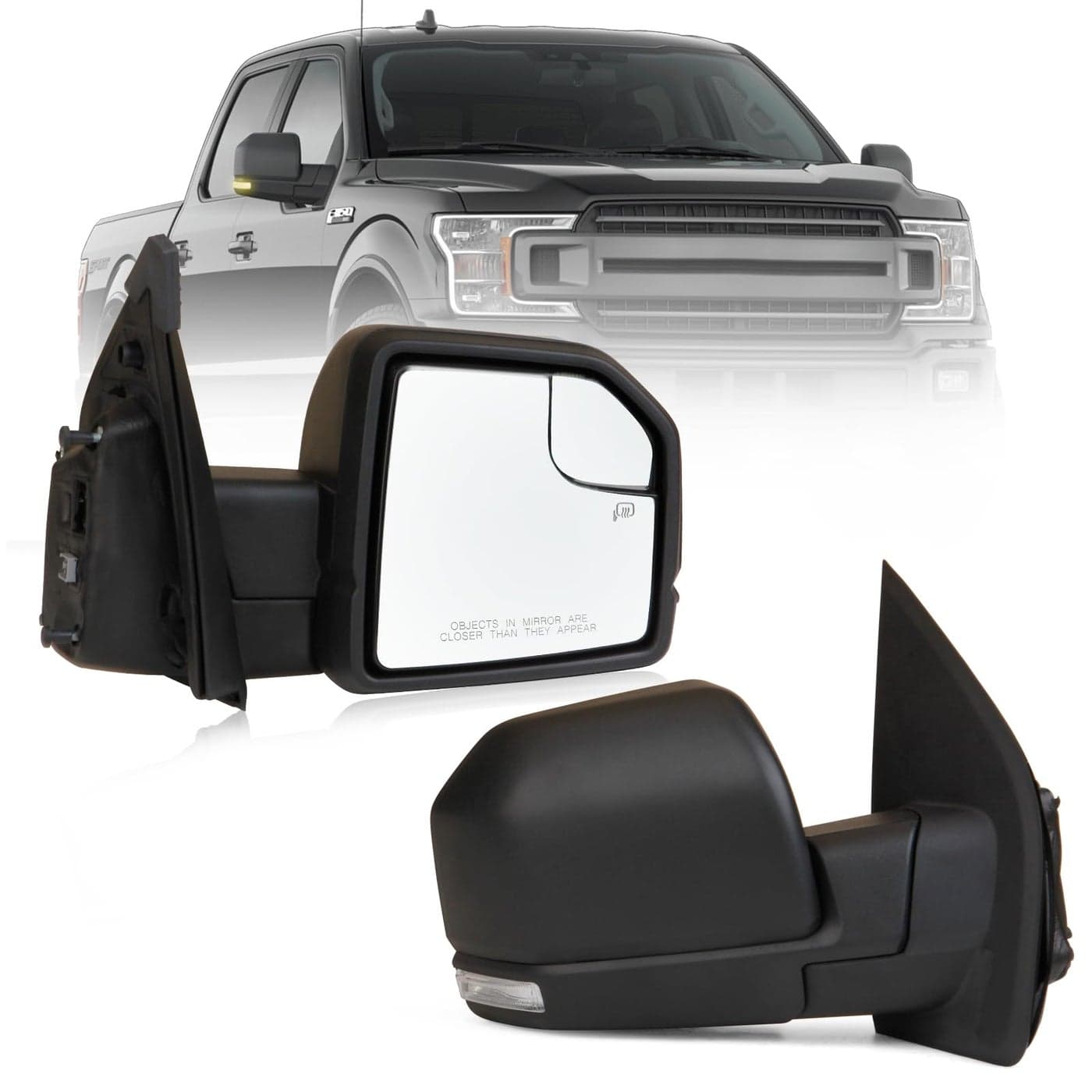 MITZONE F150 Passenger Side Mirror compatible with 20152020 Ford F150 with Blind Spot Glass Power Turn Signal Light Power Heated 6Pin Textured Black Right Side