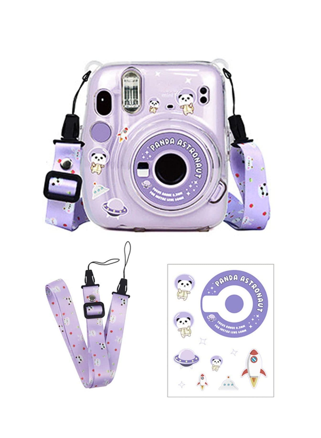 Camera Hard Case for Fujifilm Instax Mini 11 with Adjustable Strap and Sticker (Panda)