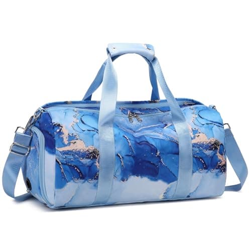 Dance Bag Gymnastics Bag Teens Overnight Duffle Bag with Shoe Compartment Travel Weekender Sleepover Carry On Bag (Gilded Blue)