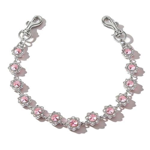 ZACAGO Bag Charms Silver, Short Purse Extender Chain Strap, Handbags Bag Charm Chain Purse Extender Sparkling Flower Silver