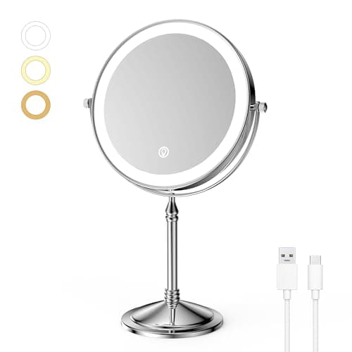 DOWRY 8-Inch Tabletop Two-Sided Swivel Vanity Mirror with 7X Magnification Gold Finish (7X)