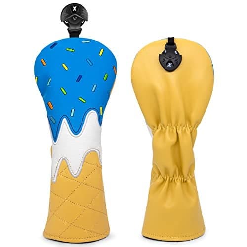 Golf Wood Head Covers Driver Cover 3 Wood Headcover Hybrid Head Covers Embroidery Ice Cream Design Golf Club Headcovers Leather Hand-Made Wood Head Cover