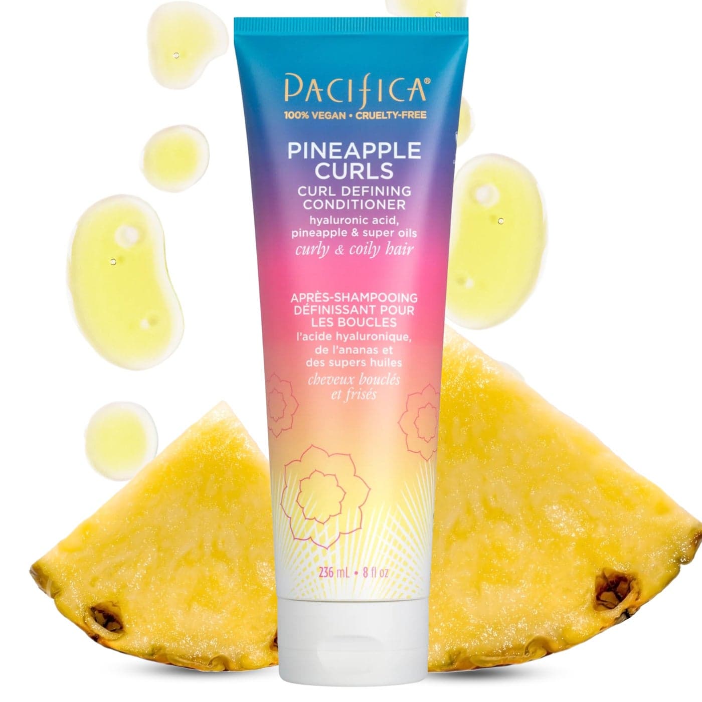 Pacifica Beauty Pineapple Curls Defining Natural Conditioner For Curly Coily and Textured Hair Types Pineapple Scent Sulfate Free and Silicone Free 100 Vegan and Cruelty Free