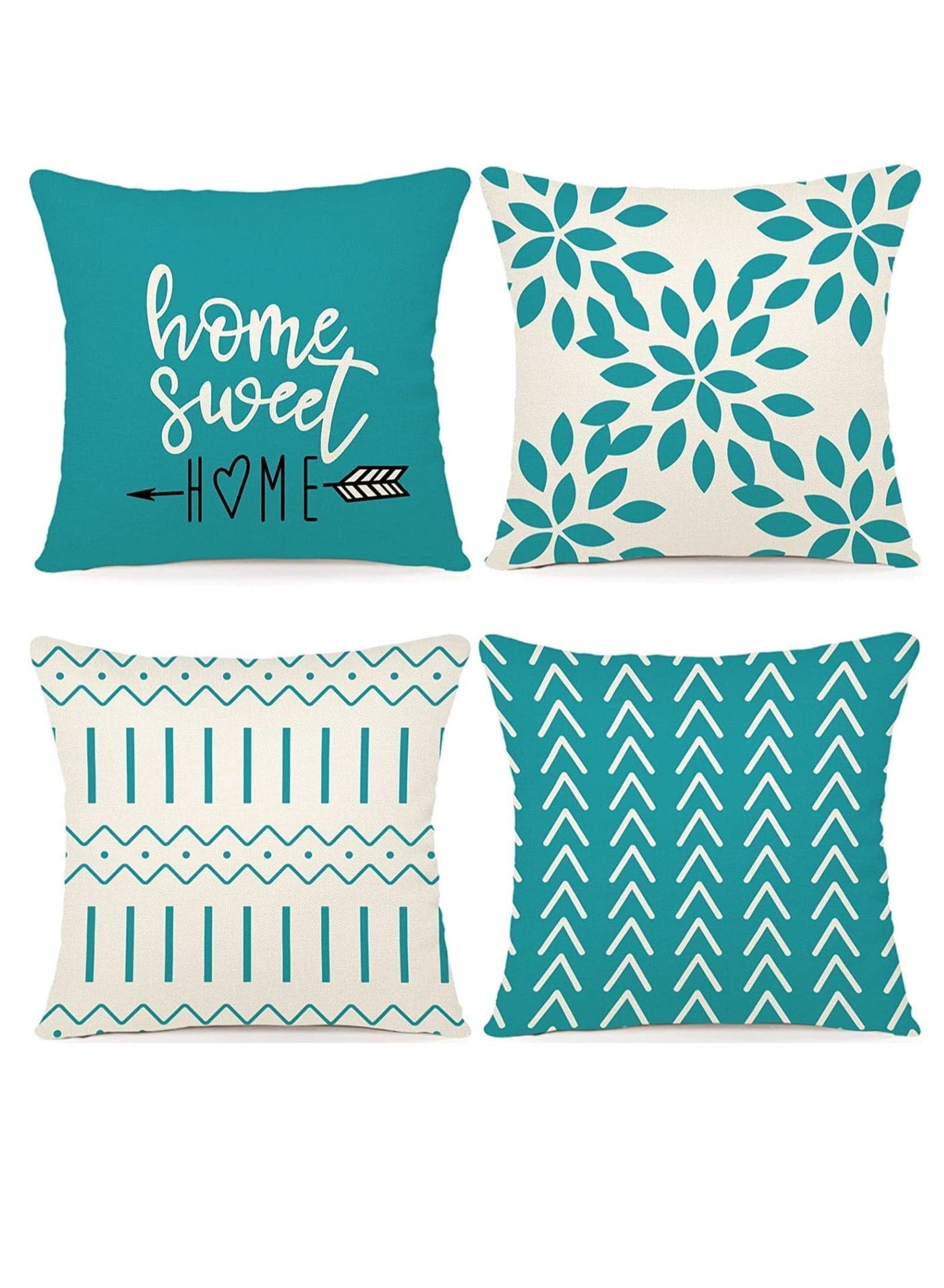 Throw Pillow Cover Modern Sofa Decorative Pillow Covers 18x18 Set of 4 Outdoor Linen Fabric Pillow Case for Couch Bed Car Home Sofa Couch Decoration 45x45cm Aqua Blue