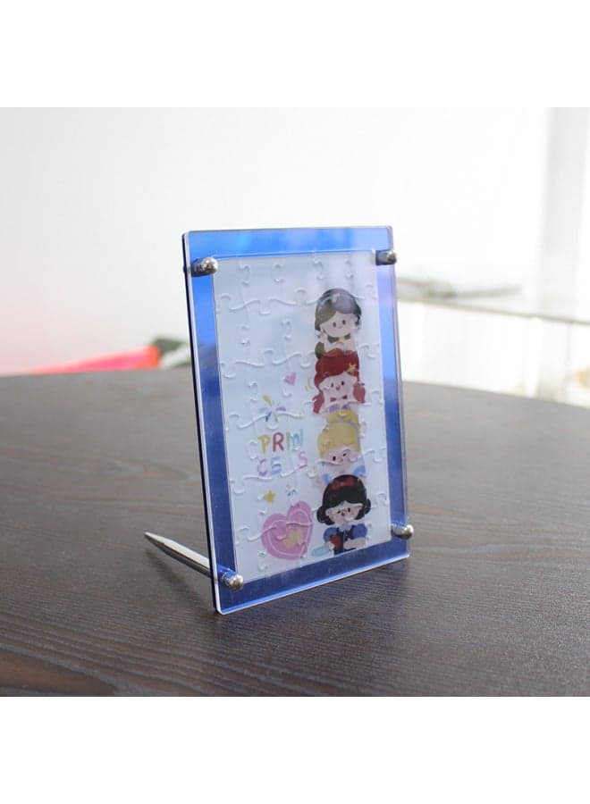 Color Acrylic Jigsaw Puzzle Photo DIY Star Peripheral Portrait Table Valentine's Day Gift To Figure-Color:10*15cm Blue Bottom