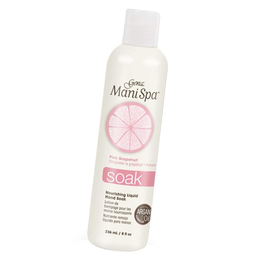 Gena Mani Spa Liquid Hand Soak Softens Moisturizes Hands Nails and Cuticles For Great Manicure Pre Treatment Made in the USA Grapefruit Scent 8 Oz