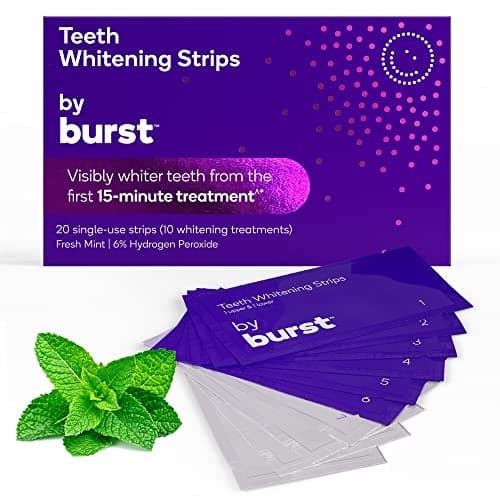BURST Sensitive Teeth Friendly Whitening Strip Kit Mint Coconut 10 Treatments with NoSlip Grip Visible Results in Just 15 Minutes