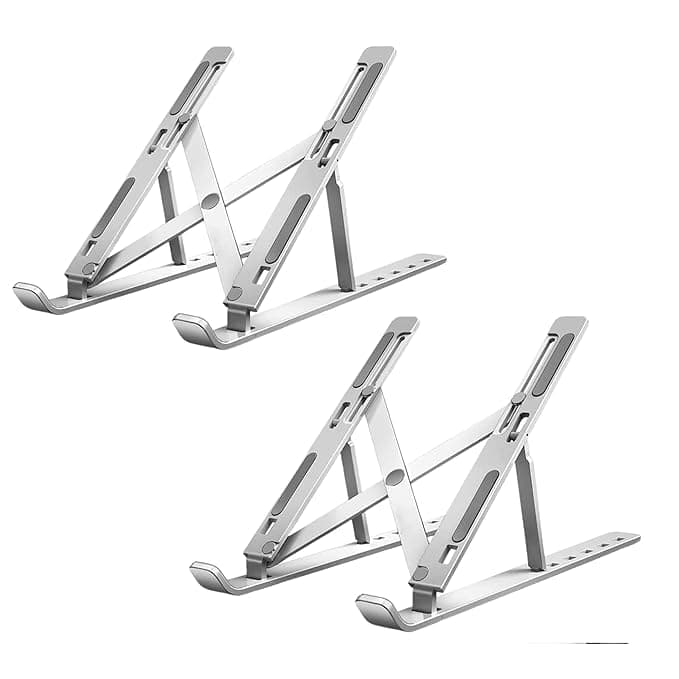 Fitaza 6 Angles Adjustable Aluminum Ergonomic Foldable Portable Tabletop LaptopDesktop Riser Stand Holder Compatible for MacBook HP Dell Lenovo All Other Notebook Silver