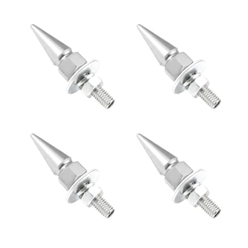 SHMZK 4 PCS Spikes License Plate Screws for Car Anti Theft Spike Shape Aluminum Car Plate Frame Fastenings Bolt Cool Licence Plate Screw Set for Car Truck Motorcycle Car Accessories Silver