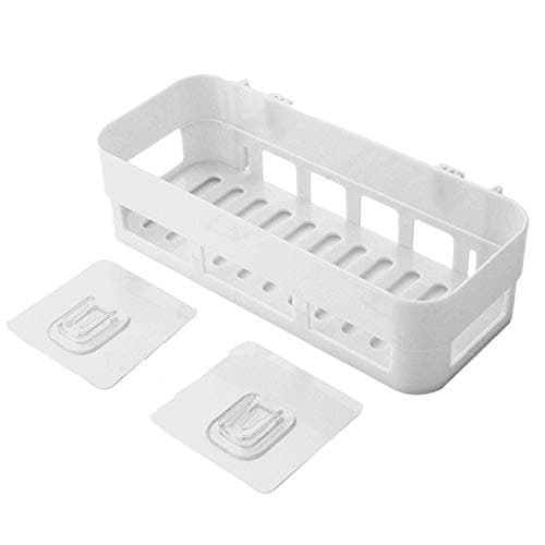 STOLENBAND® Multipurpose Kitchen Bathroom Shelf Wall Holder Storage Rack Bathroom Organizer Rack Storage Box Strong Adhesive Sticker Shower Rack Shelf (1 Bathroom Shelves White)