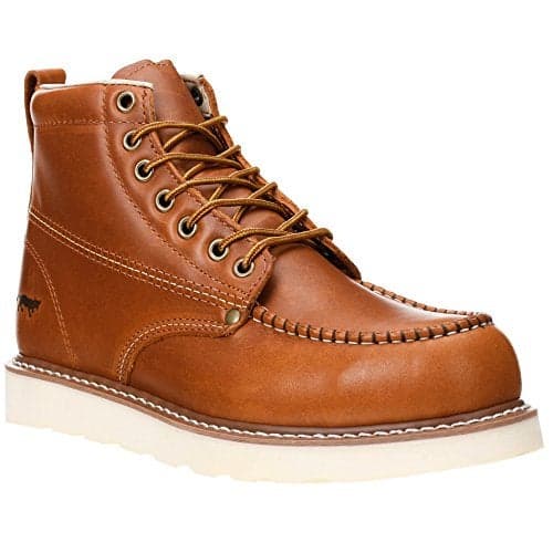 Golden Fox Work Boots 6" Men's Moc Toe Wedge Comfortable Boot for Construction (10 (D) M US, Brunn)