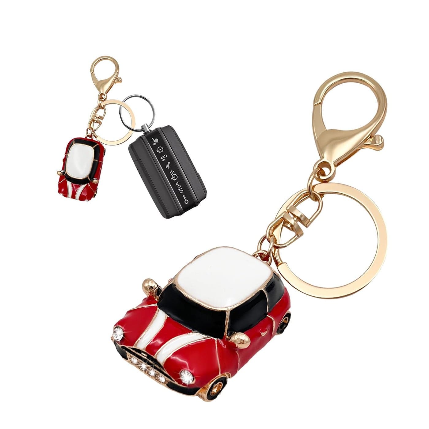 Sylvil Car Model Rhinestone Keychain Creative Car Shape Keyring 3D Metal Key Chain Gift for Men Women Car Accessories Red
