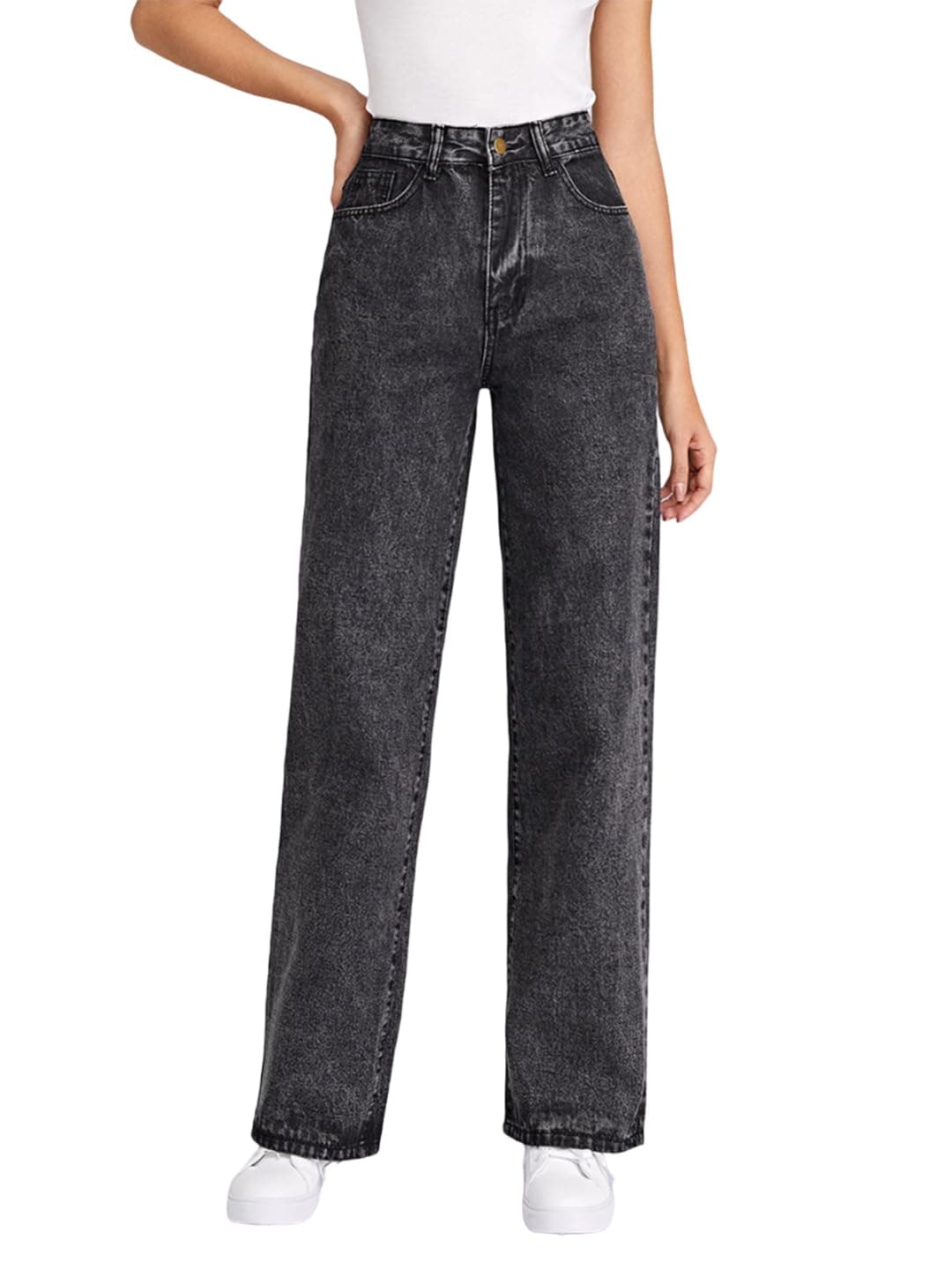 KOTTY Women's Solid High Rise Stylish Looking Comfortable Stretchable Jeans(Grey,28)