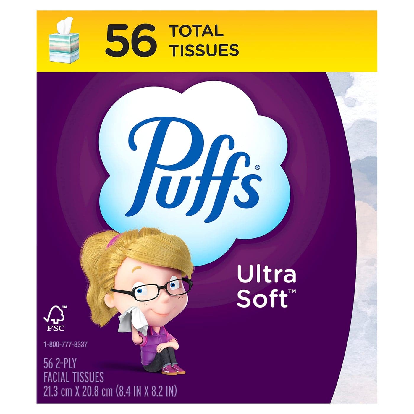 Puffs Ultra Soft Facial Tissues 1 Cube 56 Facial Tissues Per Box